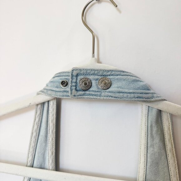New Levis Janeesah Denim Jean Halter Short Mini Dress Button Light Wash Blue - Picture 5 of 13
